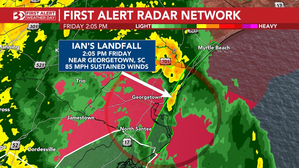 Tracking Ian: Storm makes landfall near Georgetown, S.C. as a Category 1 hurricane
