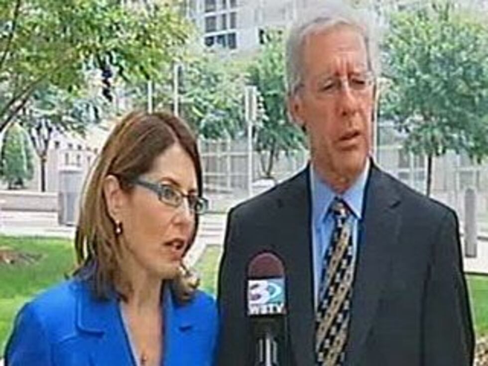 Attorney Seth Langson (right) and attorney Leto Copeley speak about the child sexual abuse and...