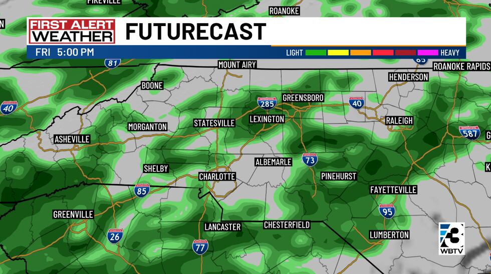 Rain chances return Friday due to a cold front.