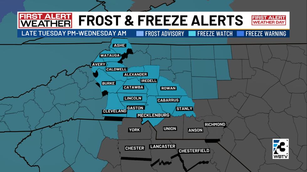 A Freeze Watch will go into effect Wednesday morning.