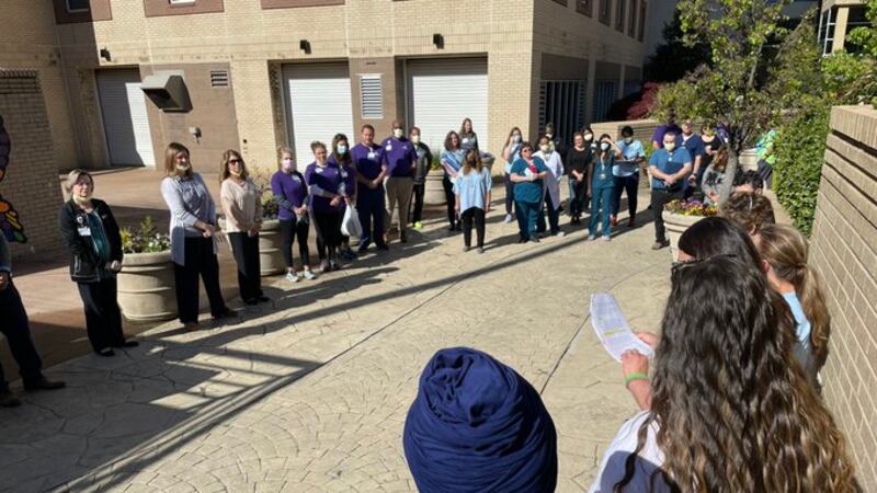 Hospital employees gathered on Wednesday morning for a special ceremony.