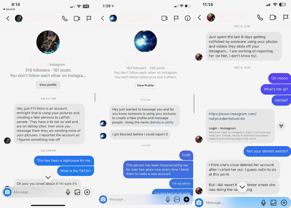 Rhodes received messages from men that were catfished.