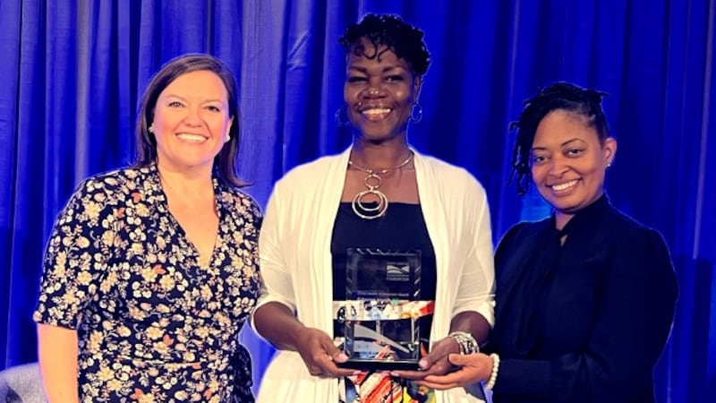 NC GSK Foundation Award. Left to right: Erin Shoe, Martil Cosper, Rolanda Patrick-Forehand.