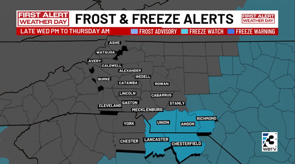 A Freeze Watch will go into effect Thursday morning for the highlighted counties.
