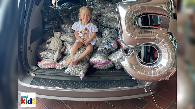 Oaklyn Lowman recently donated 383 soda can tabs to Shriner's Hospital for Children in...