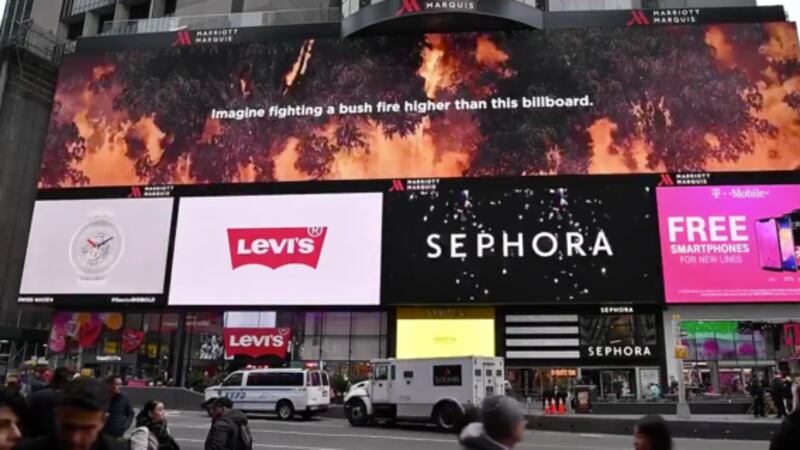 The New South Wales Rural Fire Service billboard in Times Square.