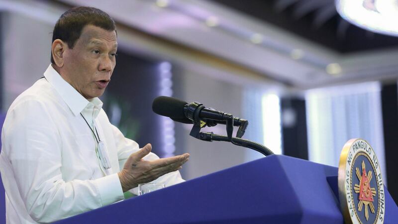 In this Monday, Feb. 10, 2020 photo provided by the Malacanang Presidential Photographers...