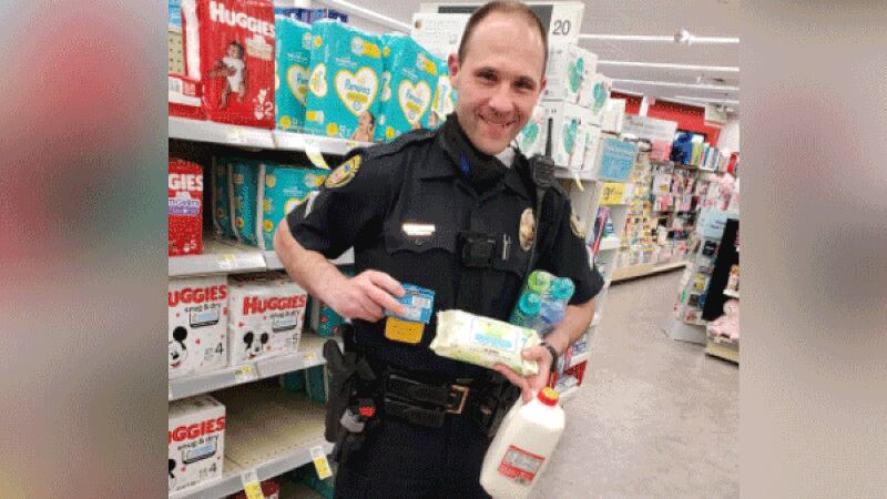 Spending his own personal money, Springdale Police Corporal Kellen Lyons bought diapers, food...